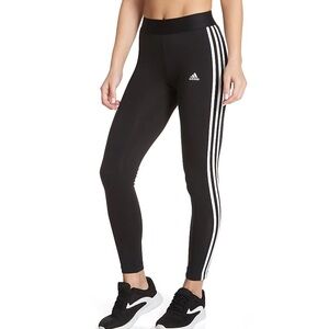 Adidas Elastic waist 3 stripe Black Leggings medium NWT